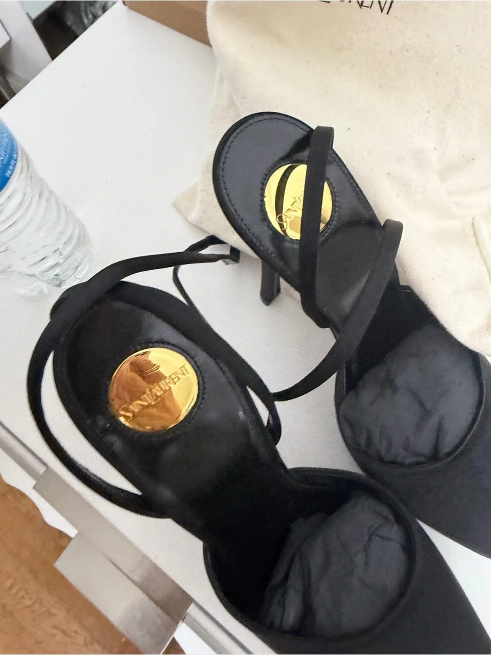 Saint Laurent satin Peep-Toe Ankle Strap Heels